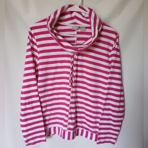 Chico / Zenergy Womens Stripe Pink & White Size8/10 Loose Turtle Neck Shirt